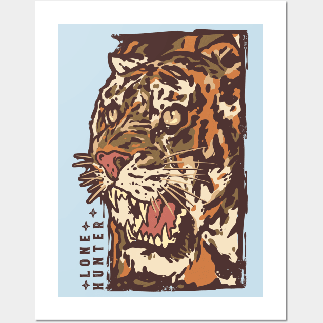 Tiger Vintage Hand Drawn Wall Art by Mako Design 